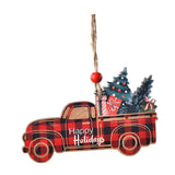 Maxbell Christmas Vehicle Wood Ornament Wood Xmas Decoration for Garden Room Balcony Red Car
