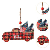 Maxbell Christmas Vehicle Wood Ornament Wood Xmas Decoration for Garden Room Balcony Red Car