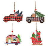 Maxbell Christmas Vehicle Wood Ornament Wood Xmas Decoration for Garden Room Balcony Red Car