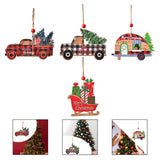 Maxbell Christmas Vehicle Wood Ornament Wood Xmas Decoration for Garden Room Balcony Red Car