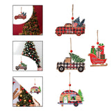 Maxbell Christmas Vehicle Wood Ornament Wood Xmas Decoration for Garden Room Balcony Red Car