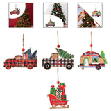 Maxbell Christmas Vehicle Wood Ornament Wood Xmas Decoration for Garden Room Balcony Red Car