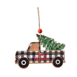 Maxbell Car Hanging Ornaments Gifts Wood Xmas Decoration for Garden Window Xmas Tree Black Car
