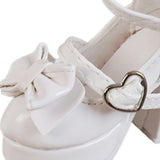 Maxbell 1/4 Scale Female Shoes with Cute Bow Sturdy Realistic Heart Buckle Miniature white