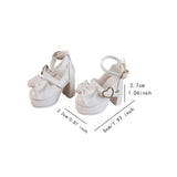 Maxbell 1/4 Scale Female Shoes with Cute Bow Sturdy Realistic Heart Buckle Miniature white