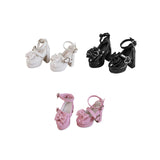Maxbell 1/4 Scale Female Shoes with Cute Bow Sturdy Realistic Heart Buckle Miniature white