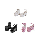 Maxbell 1/4 Scale Female Shoes with Cute Bow Sturdy Realistic Heart Buckle Miniature white