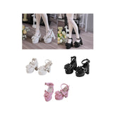 Maxbell 1/4 Scale Female Shoes with Cute Bow Sturdy Realistic Heart Buckle Miniature white