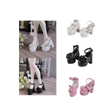 Maxbell 1/4 Scale Female Shoes with Cute Bow Sturdy Realistic Heart Buckle Miniature white