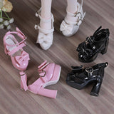 Maxbell 1/4 Scale Female Shoes with Cute Bow Sturdy Realistic Heart Buckle Miniature white