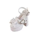 Maxbell 1/4 Scale Female Shoes with Cute Bow Sturdy Realistic Heart Buckle Miniature white