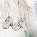 Maxbell 1/4 Scale Female Shoes with Cute Bow Sturdy Realistic Heart Buckle Miniature white