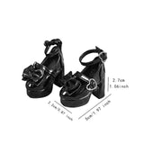 Maxbell 1/4 Scale Female Shoes with Cute Bow Sturdy Realistic Heart Buckle Miniature black