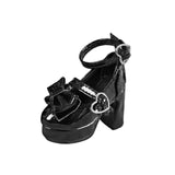 Maxbell 1/4 Scale Female Shoes with Cute Bow Sturdy Realistic Heart Buckle Miniature black