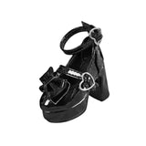 Maxbell 1/4 Scale Female Shoes with Cute Bow Sturdy Realistic Heart Buckle Miniature black