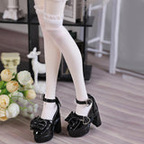 Maxbell 1/4 Scale Female Shoes with Cute Bow Sturdy Realistic Heart Buckle Miniature black