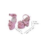 Maxbell 1/4 Scale Female Shoes with Cute Bow Sturdy Realistic Heart Buckle Miniature pink