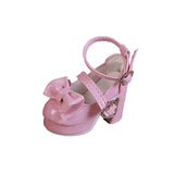 Maxbell 1/4 Scale Female Shoes with Cute Bow Sturdy Realistic Heart Buckle Miniature pink