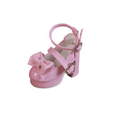 Maxbell 1/4 Scale Female Shoes with Cute Bow Sturdy Realistic Heart Buckle Miniature pink