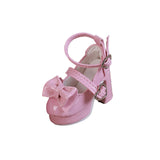 Maxbell 1/4 Scale Female Shoes with Cute Bow Sturdy Realistic Heart Buckle Miniature pink