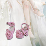 Maxbell 1/4 Scale Female Shoes with Cute Bow Sturdy Realistic Heart Buckle Miniature pink