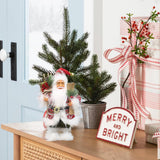 Maxbell Christmas Doll Table Centerpiece Santa Claus Figurine for Indoor Shop Office C