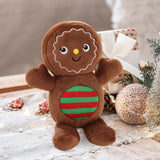 Festive Gingerbread Man Soft Throw Pillow for Bedroom Bed Holiday Dark brown