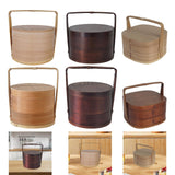 Maxbell Portable Bento Box Practical Wood Wooden Bento Box for Work Farmhouse School 15x15x20 cm Wooden