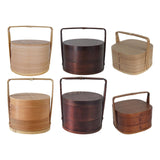 Maxbell Portable Bento Box Practical Wood Wooden Bento Box for Work Farmhouse School 15x15x20 cm Wooden