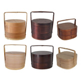 Maxbell Portable Bento Box Practical Wood Wooden Bento Box for Work Farmhouse School 15x15x20 cm Wooden