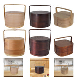 Maxbell Portable Bento Box Practical Wood Wooden Bento Box for Work Farmhouse School 15x15x20 cm Wooden