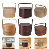 Maxbell Portable Bento Box Practical Wood Wooden Bento Box for Work Farmhouse School 15x15x20 cm Wooden