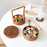 Maxbell Portable Bento Box Practical Wood Wooden Bento Box for Work Farmhouse School 15x15x20 cm Wooden