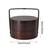 Maxbell Portable Bento Box Practical Wood Wooden Bento Box for Work Farmhouse School 15x15x20 cm Dark brown