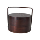 Maxbell Portable Bento Box Practical Wood Wooden Bento Box for Work Farmhouse School 15x15x20 cm Dark brown