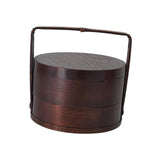 Maxbell Portable Bento Box Practical Wood Wooden Bento Box for Work Farmhouse School 15x15x20 cm Dark brown