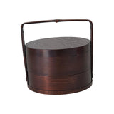 Maxbell Portable Bento Box Practical Wood Wooden Bento Box for Work Farmhouse School 15x15x20 cm Dark brown