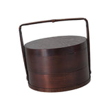 Maxbell Portable Bento Box Practical Wood Wooden Bento Box for Work Farmhouse School 15x15x20 cm Dark brown