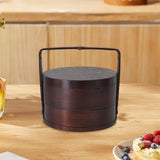 Maxbell Portable Bento Box Practical Wood Wooden Bento Box for Work Farmhouse School 15x15x20 cm Dark brown