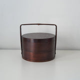 Maxbell Portable Bento Box Practical Wood Wooden Bento Box for Work Farmhouse School 15x15x20 cm Dark brown