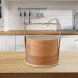 Maxbell Portable Bento Box Practical Wood Wooden Bento Box for Work Farmhouse School 18x18x20 cm Wooden