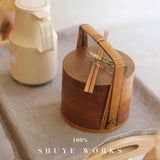 Maxbell Portable Bento Box Practical Wood Wooden Bento Box for Work Farmhouse School 18x18x20 cm Wooden