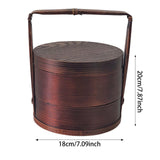 Maxbell Portable Bento Box Practical Wood Wooden Bento Box for Work Farmhouse School 18x18x20 cm Dark brown