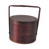 Maxbell Portable Bento Box Practical Wood Wooden Bento Box for Work Farmhouse School 18x18x20 cm Dark brown