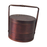 Maxbell Portable Bento Box Practical Wood Wooden Bento Box for Work Farmhouse School 18x18x20 cm Dark brown