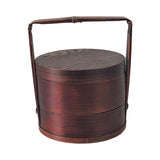 Maxbell Portable Bento Box Practical Wood Wooden Bento Box for Work Farmhouse School 18x18x20 cm Dark brown