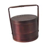 Maxbell Portable Bento Box Practical Wood Wooden Bento Box for Work Farmhouse School 18x18x20 cm Dark brown