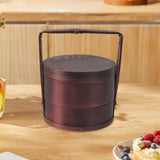 Maxbell Portable Bento Box Practical Wood Wooden Bento Box for Work Farmhouse School 18x18x20 cm Dark brown