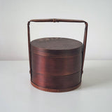 Maxbell Portable Bento Box Practical Wood Wooden Bento Box for Work Farmhouse School 18x18x20 cm Dark brown
