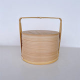 Maxbell Portable Bento Box Practical Wood Wooden Bento Box for Work Farmhouse School 22x22x21 cm Wooden